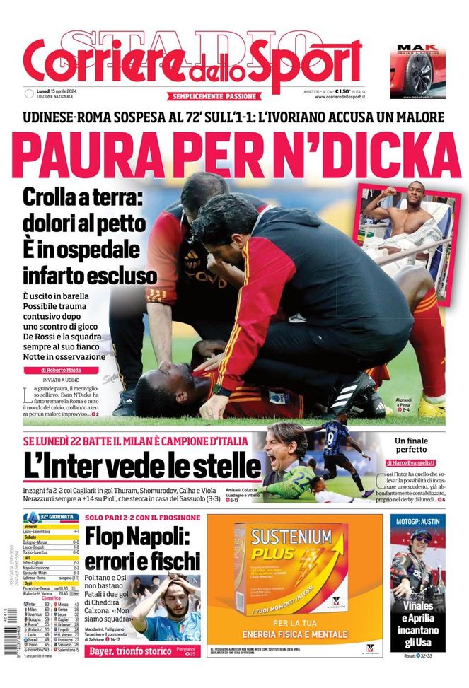 EDICOLA / CdS: L’Inter vede le stelle. Se batte il Milan è campione d’Italia - immagine 1