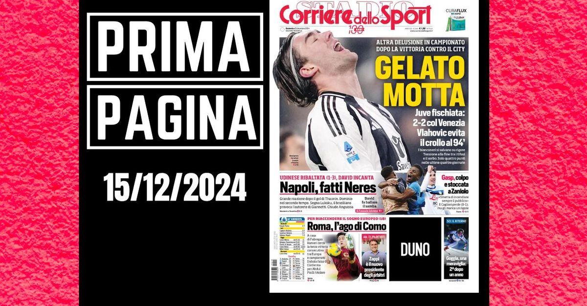 Prima pagina Corriere dello Sport: “Juventus, gelato Motta”