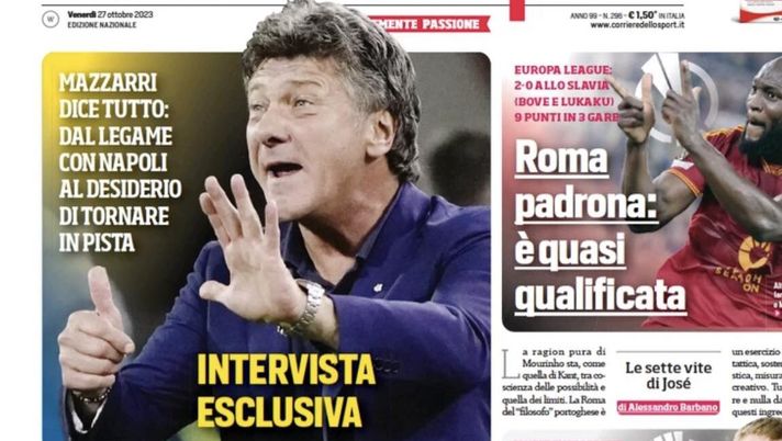 IL NAPOLI SUI MEDIA – Le prime pagine dei giornali di oggi 27 ottobre 2023 - immagine 1