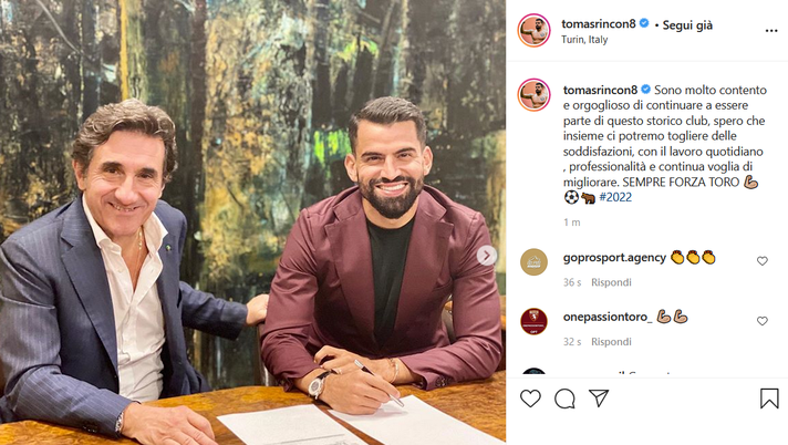 Rincon: “Contento e orgoglioso di continuare a essere parte di questo storico club” - immagine 1