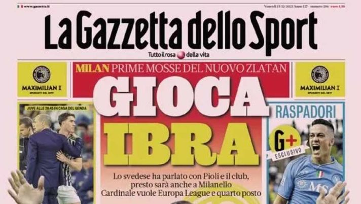 LA PRIMA PAGINA DELLA GAZZETTA DELLO SPORT: “Raspadori vede azzurro” - immagine 1