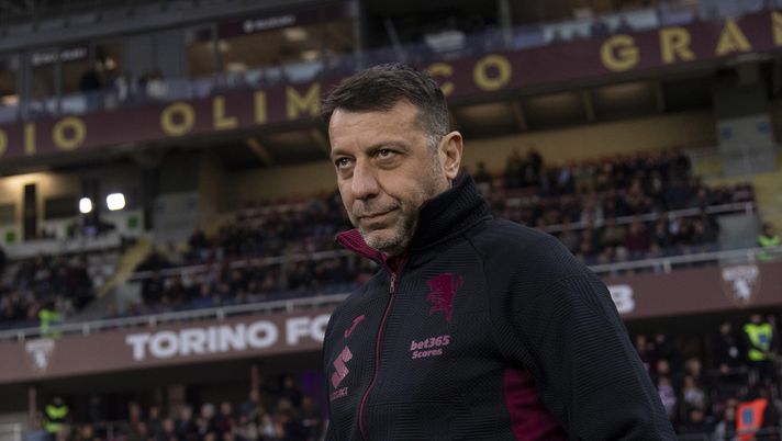 TURIN, ITALY - MARCH 1: Roberto D'Aversa Head Coach of Torino FC reacts during the Serie A match between Torino FC and SS Lazio at Stadio Olimpico di Torino on March 1, 2026 in Turin, Italy. (Photo by Stefano Guidi - Torino FC/Torino FC 1906 via Getty Images) d'aversa