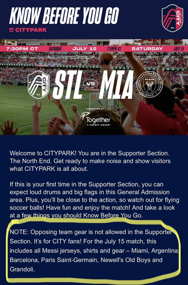 L’avversario dell’Inter Miami: vietate le maglie di Messi sugli spalti- immagine 2