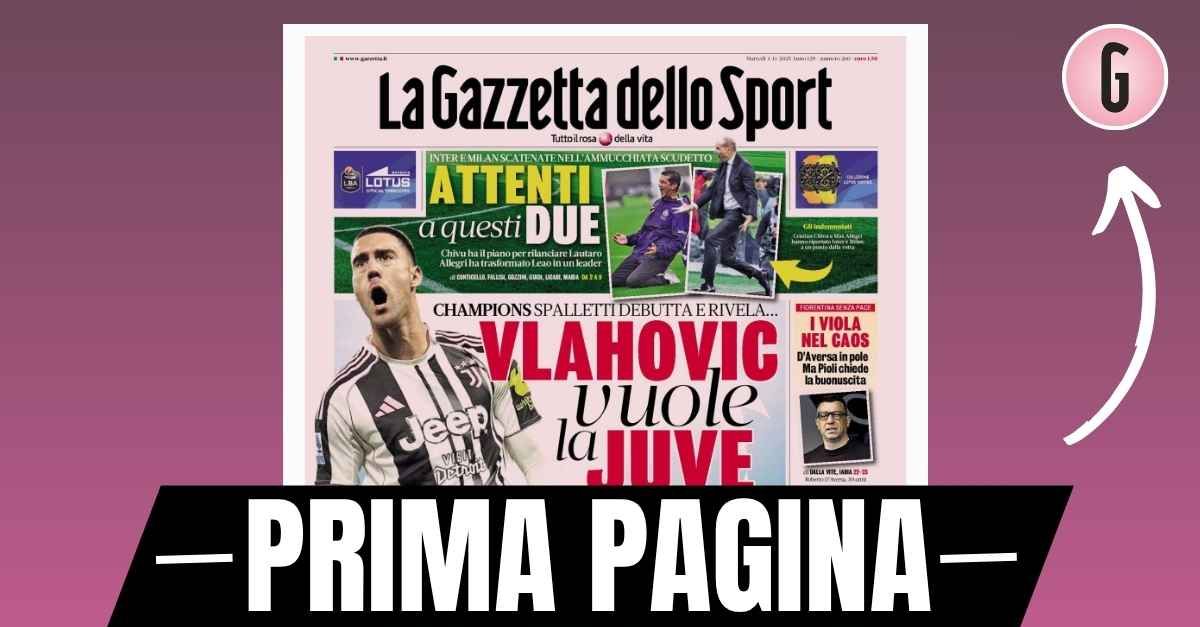 Prima pagina Gazzetta dello Sport: “Inter e Milan scatenati nell’ammucchiata Scudetto” Prima pagina Gazzetta dello Sport: “Inter e Milan scatenati nell’ammucchiata Scudetto”