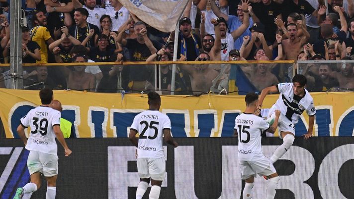 esultanza gol Matteo Cancellieri Parma-Milan 2-1 Serie A 2024-2025