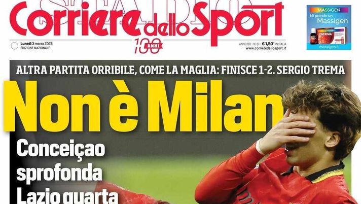 prima pagina corriere dello sport oggi