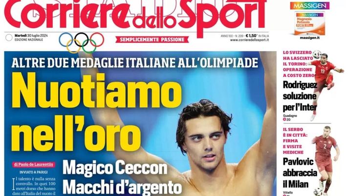 prima pagina corriere dello sport oggi