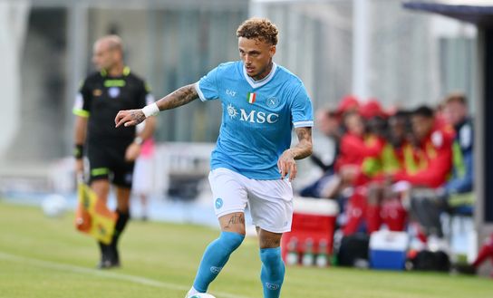 CASTEL DI SANGRO, ITALY - AUGUST 03: Noa Lang of SSC Napoli in action during the pre-season friendly match between Napoli and Stade Brestois 29 at Stadio Teofilo Patini on August 03, 2025 in Castel di Sangro, Italy. (Photo by Giuseppe Bellini/Getty Images)