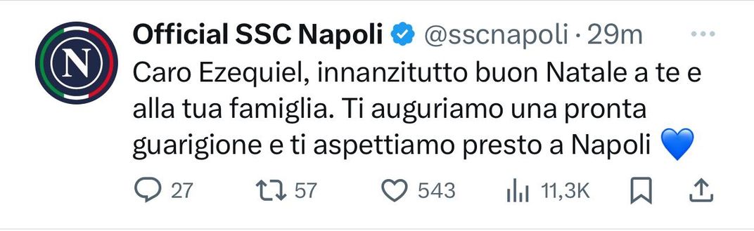 Lavezzi ricoverato, gli auguri del Napoli di pronta guarigione: il messaggio- immagine 2