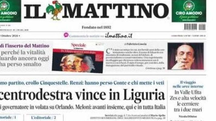 prima pagina il mattino oggi