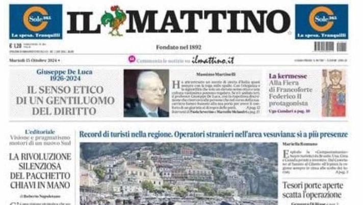 prima pagina il mattino oggi