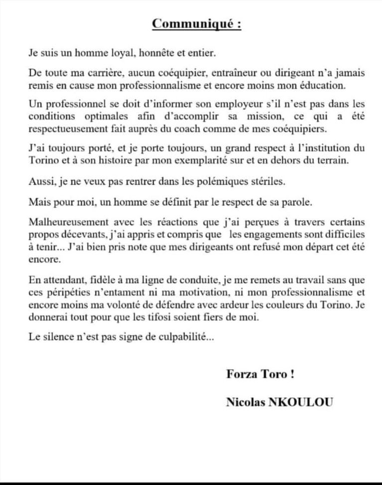 Nkoulou: “La società non ha mantenuto le promesse. Ma continuerò a lottare per il Toro” Nkoulou: “La società non ha mantenuto le promesse. Ma continuerò a lottare per il Toro” - immagine 1