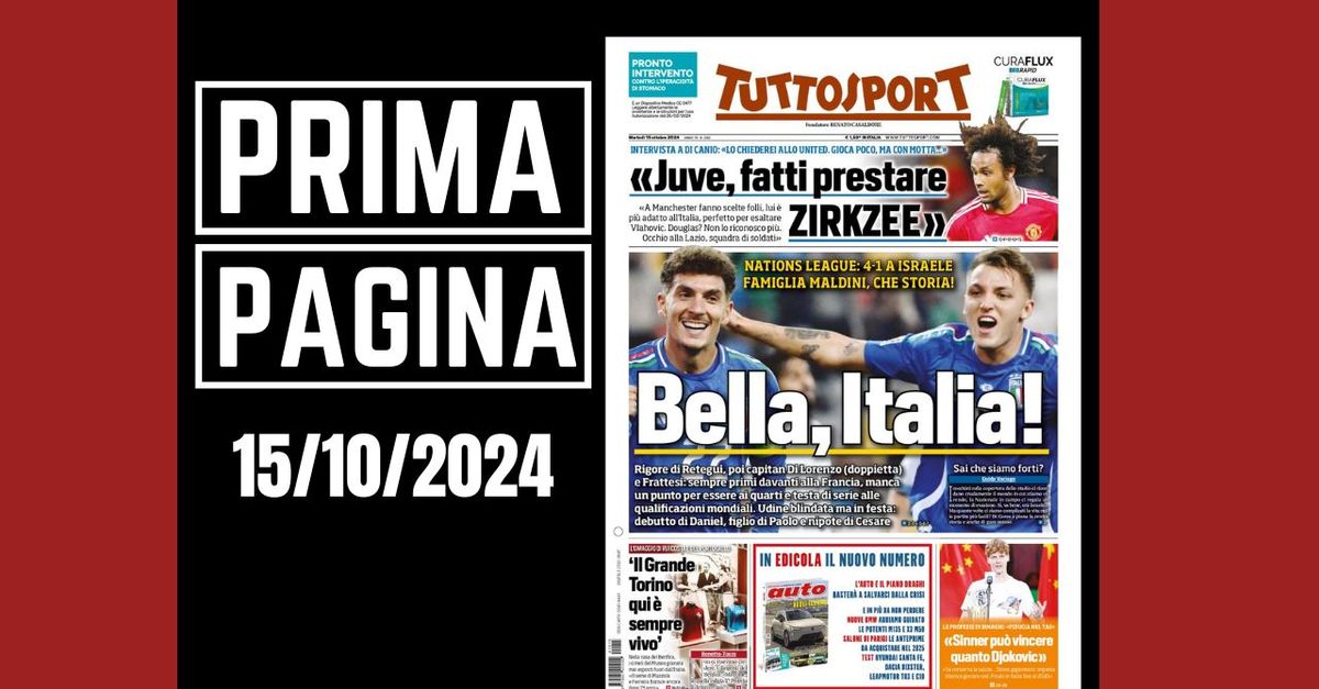 Prima pagina Tuttosport: “Di Canio: ‘Juventus, fatti prestare Zirkzee