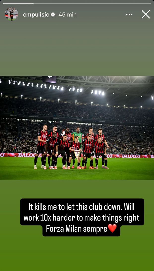 Pulisic: “Mi distrugge deludere questo club. Lavorerò duramente. Forza Milan sempre”- immagine 2