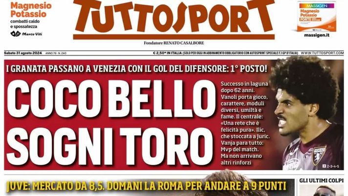 prima pagina tuttosport oggi