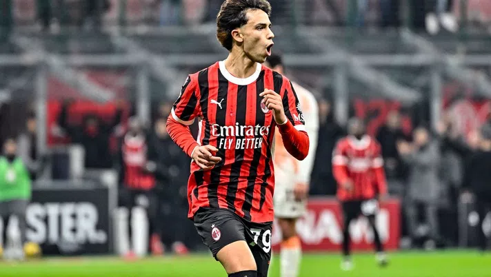 esultanza gol Joao Felix AC Milan Milan-Roma 3-1 Coppa Italia 2024-2025