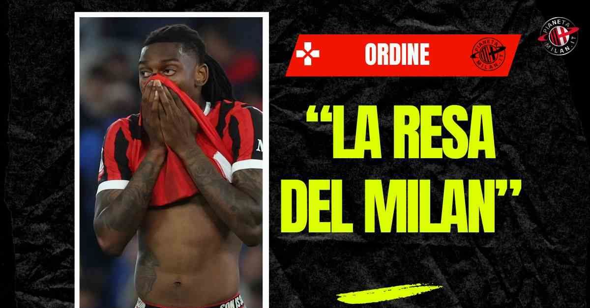 Milan, Ordine: “La resa. Manca l’impianto di gioco. Leao …” Milan, Ordine: “La resa. Manca l’impianto di gioco. Leao …”
