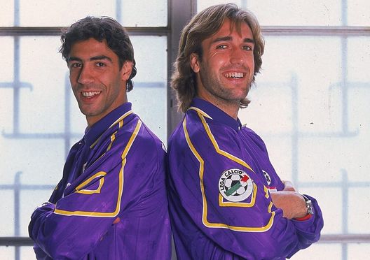 Rui Costa e Batistuta, ex calciatori della Fiorentina