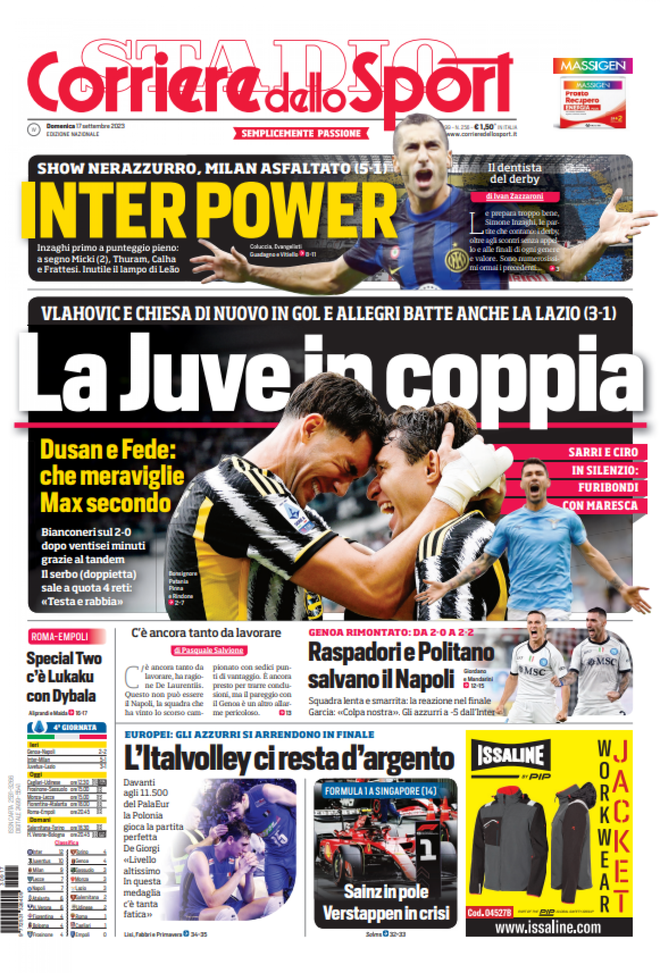 EDICOLA CDS – Inter power: show dei nerazzurri, Milan asfaltato - immagine 1