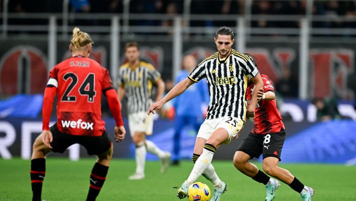 MILAN, ITALY - OCTOBER 22: Adrien Rabiot of Juventus during the Serie A TIM match between AC Milan and Juventus at Stadio Giuseppe Meazza on October 22, 2023 in Milan, Italy. (Photo by Daniele Badolato - Juventus FC/Juventus FC via Getty Images) De Zerbi Rabiot