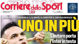 PRIMA PAGINA CORRIERE DELLO SPORT OGGI: “Il Napoli a Como per il controsorpasso”