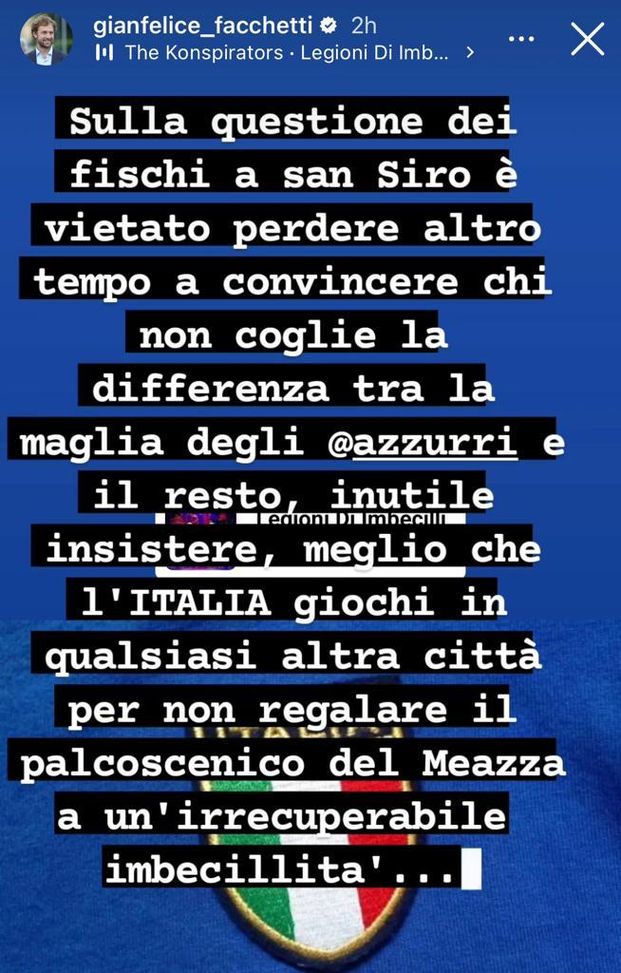 Facchetti sui fischi a Donnarumma: “Irrecuperabile imbecillità: meglio che l’Italia giochi…”- immagine 3