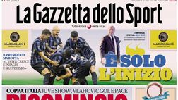PRIMA PAGINA GAZZETTA DELLO SPORT: “Juve show, ricomincio da 4”