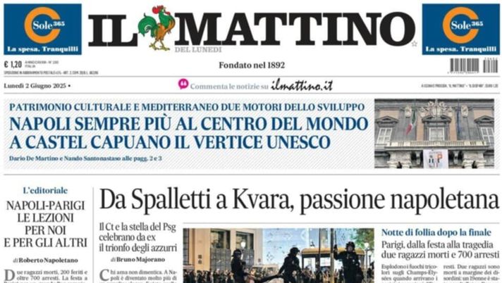 prima pagina il mattino oggi
