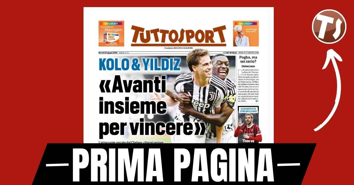 prima pagina tuttosport theo da inzaghi festeggia pure il milan