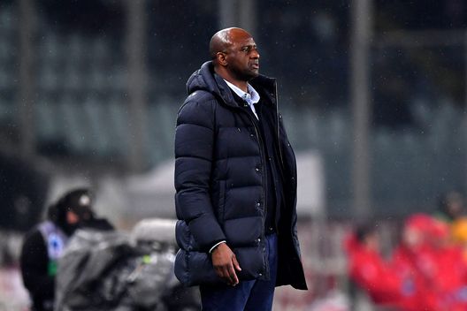 TURIN, ITALY - FEBRUARY 08: Patrick Vieira, Head Coach of Genoa looks on during the Serie A match between Torino and Genoa at Stadio Olimpico di Torino on February 08, 2025 in Turin, Italy. (Photo by Valerio Pennicino/Getty Images)