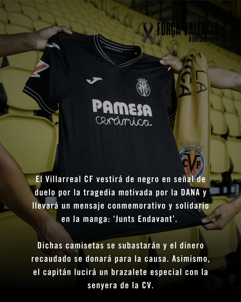 Villarreal, la squadra in maglia nera con l'Alavés per le vittime della DANA