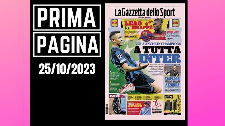 Prima pagina Gazzetta dello Sport: 'A tutta Inter'