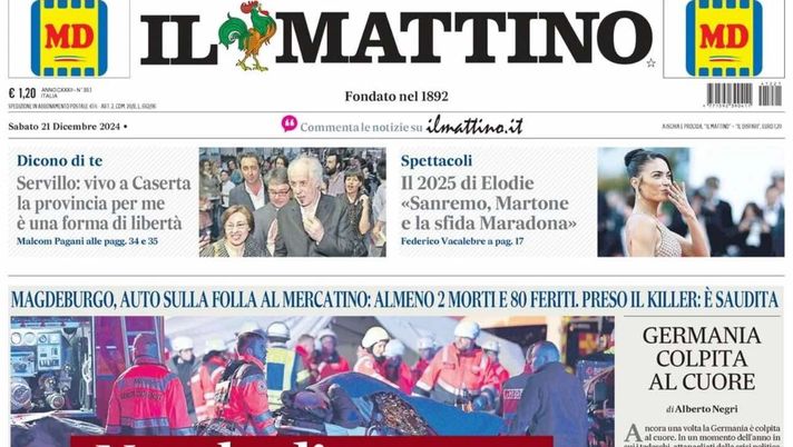 prima pagina il mattino oggi