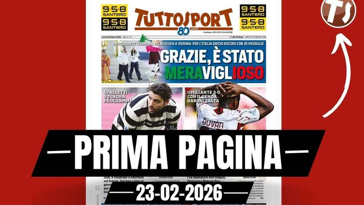 Prima pagina Tuttosport: 'Ahi Milan, Cuesta fa male: Inter a + 10. Loftus-Cheek shock'