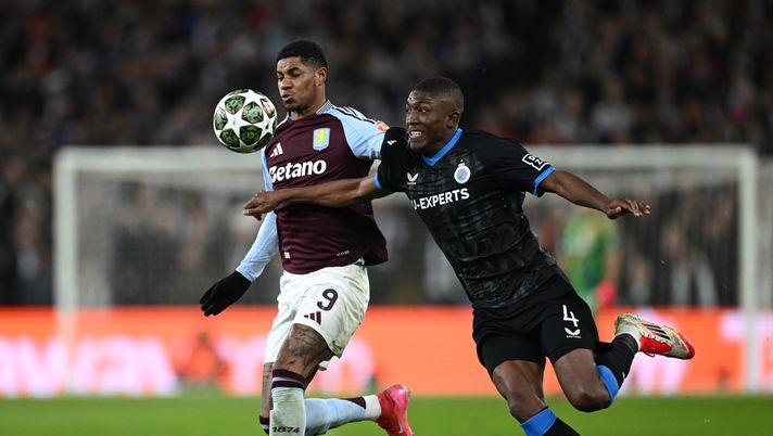 BIRMINGHAM, ENGLAND - MARCH 12: Marcus Rashford of Aston Villa battles for possession with Joel Ordonez of Club Brugge KV during the UEFA Champions League 2024/25 Round of 16 Second Leg match between Aston Villa FC and Club Brugge KV at Villa Park on March 12, 2025 in Birmingham, England. (Photo by Gareth Copley/Getty Images) Mercato, in difesa occhi su Ordoñez e Ratiu. Piace O’Riley. Ufficiale Dahl al Benfica- immagine 1