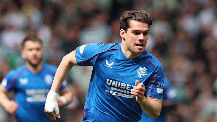 GLASGOW, SCOTLAND - MAY 04: Ianis Hagi of Rangers runs with the ba during the William Hill Premiership match between Rangers FC and Celtic FC at Ibrox Stadium on May 04, 2025 in Glasgow, Scotland. (Photo by Ian MacNicol/Getty Images) Ianis Hagi