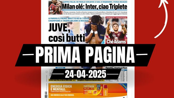 Prima pagina Tuttosport: 'Milan olé: Inter, ciao Triplete'
