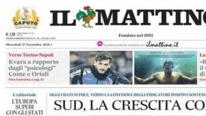 PRIMA PAGINA IL MATTINO OGGI: “Kvara a rapporto dagli “psicologi” Conte e Oriali” PRIMA PAGINA GAZZETTA DELLO SPORT OGGI: “Inzaghi al rinnovo, ci metto la firma”