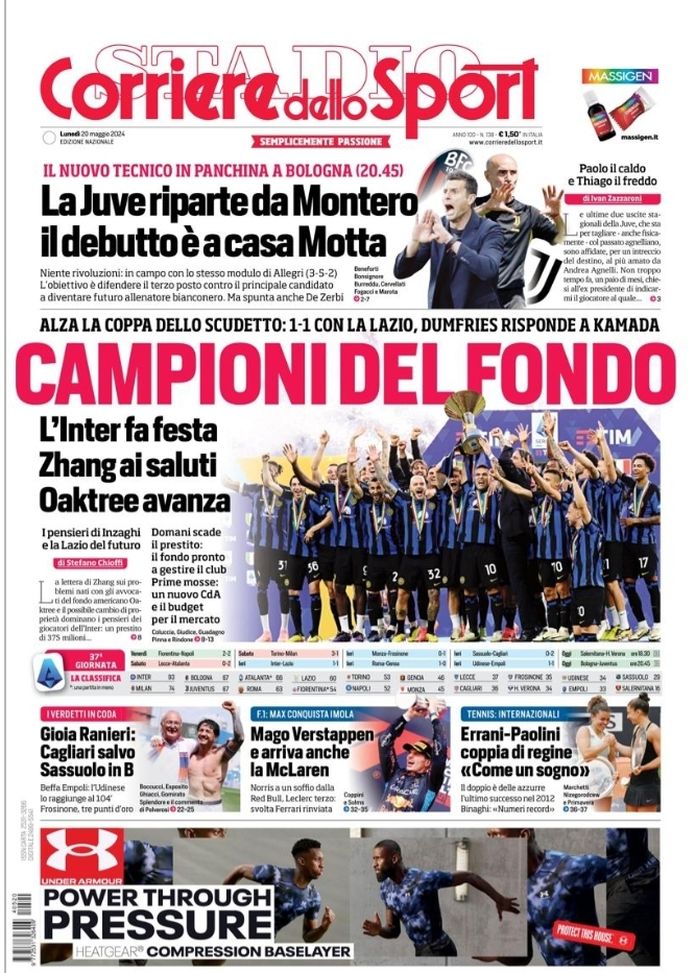 EDICOLA / CdS: I campioni del fondo. Inter fa festa. Zhang ai saluti - immagine 1