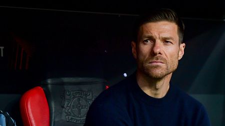 LEVERKUSEN, GERMANY - MAY 18: Bayer 04 Leverkusen coach Xabi Alonso during the UEFA Europa League semi-final second leg match between Bayer 04 Leverkusen and AS Roma at BayArena on May 18, 2023 in Leverkusen, Germany. (Photo by Fabio Rossi/AS Roma via Getty Images)
