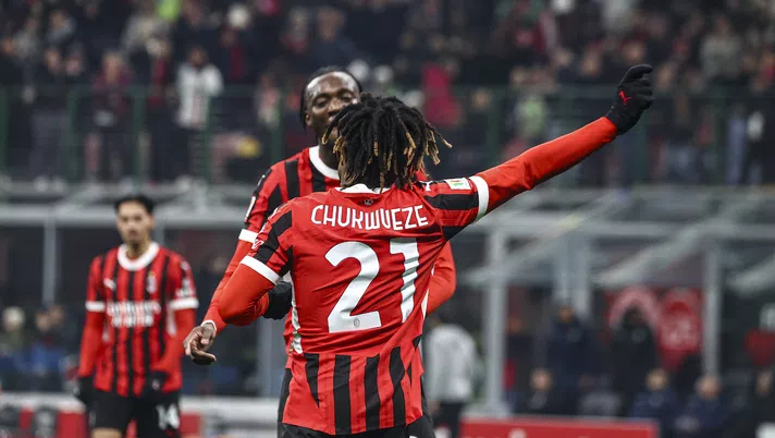 esultanza gol Samuel Chukwueze AC Milan Milan-Sassuolo 6-1 Coppa Italia 2024-2025