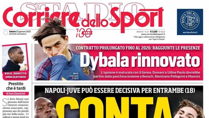 prima pagina corriere dello sport oggi