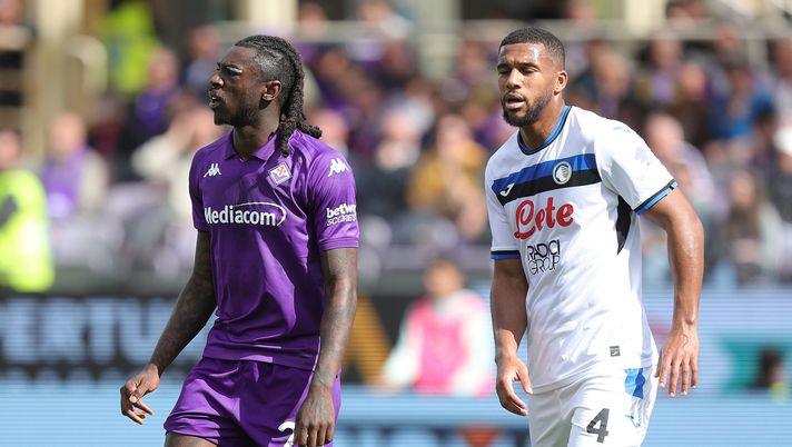 FLORENCE, ITALY - MARCH 30: Moise Kean of ACF Fiorentina and Isak Hien of Atalanta BC during the Serie A match between Fiorentina and Atalanta at Stadio Artemio Franchi on March 30, 2025 in Florence, Italy. (Photo by Gabriele Maltinti/Getty Images) Atalanta, Hien: “Viola in difficoltà ma forti. Kean va marcato al massimo” - immagine 1