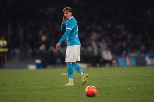 NAPLES, ITALY - DECEMBER 07: Mathias Olivera in action during the Serie A match between SSC Napoli and Juventus FC at Stadio Diego Armando Maradona on December 07, 2025 in Naples, Italy. (Photo by SSC NAPOLI/SSC NAPOLI via Getty Images)