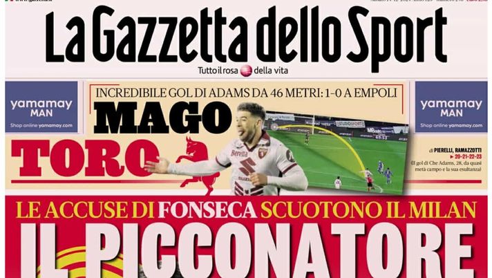 PRIMA PAGINA GAZZETTA DELLO SPORT OGGI: “Inzaghi al rinnovo, ci metto la firma”
