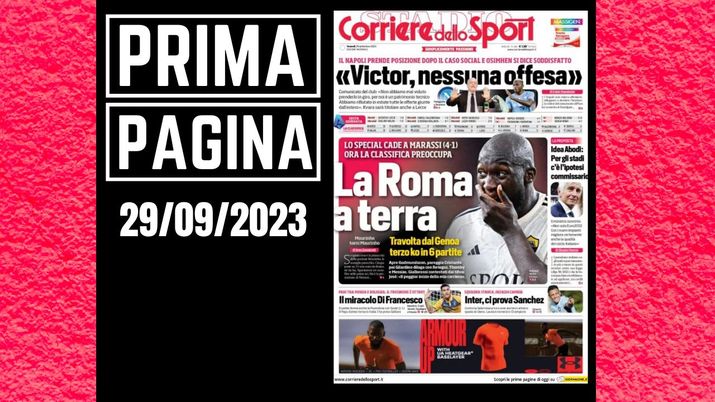 Prima pagina Corriere dello Sport: 'La Roma a terra'