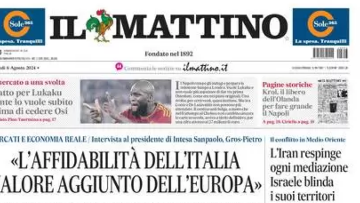 PRIMA PAGINA IL MATTINO OGGI: “Scatto per Lukaku, Conte lo vuole subito” - immagine 1