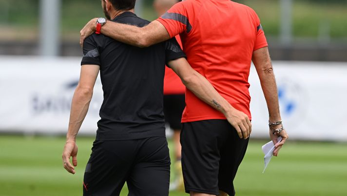 Stefano Pioli e Alessandro Florenzi, qui durante un allenamento del Milan (getty images)