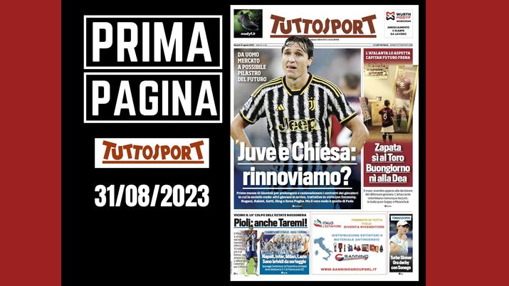 Prima pagina Tuttosport: 'Juve e Chiesa rinnoviamo''