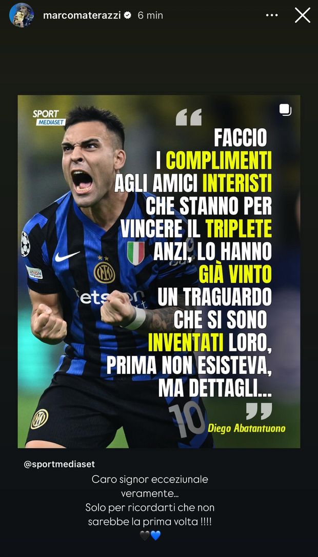 Abatantuono gufa, Materazzi risponde: “Vorrei solo ricordarti che…”- immagine 4